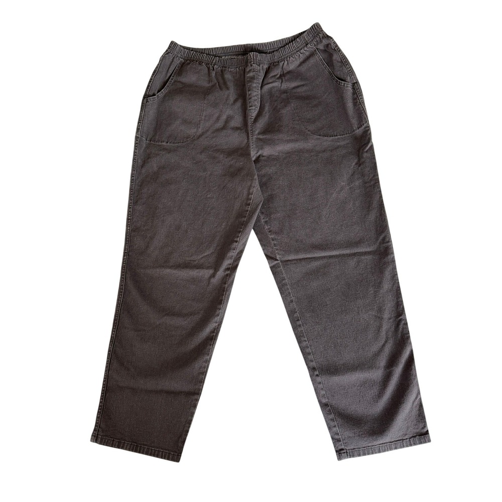 Denim & Co Womens 2X Charcoal Gray Elastic Waist Straight‎ Leg Pants A262865